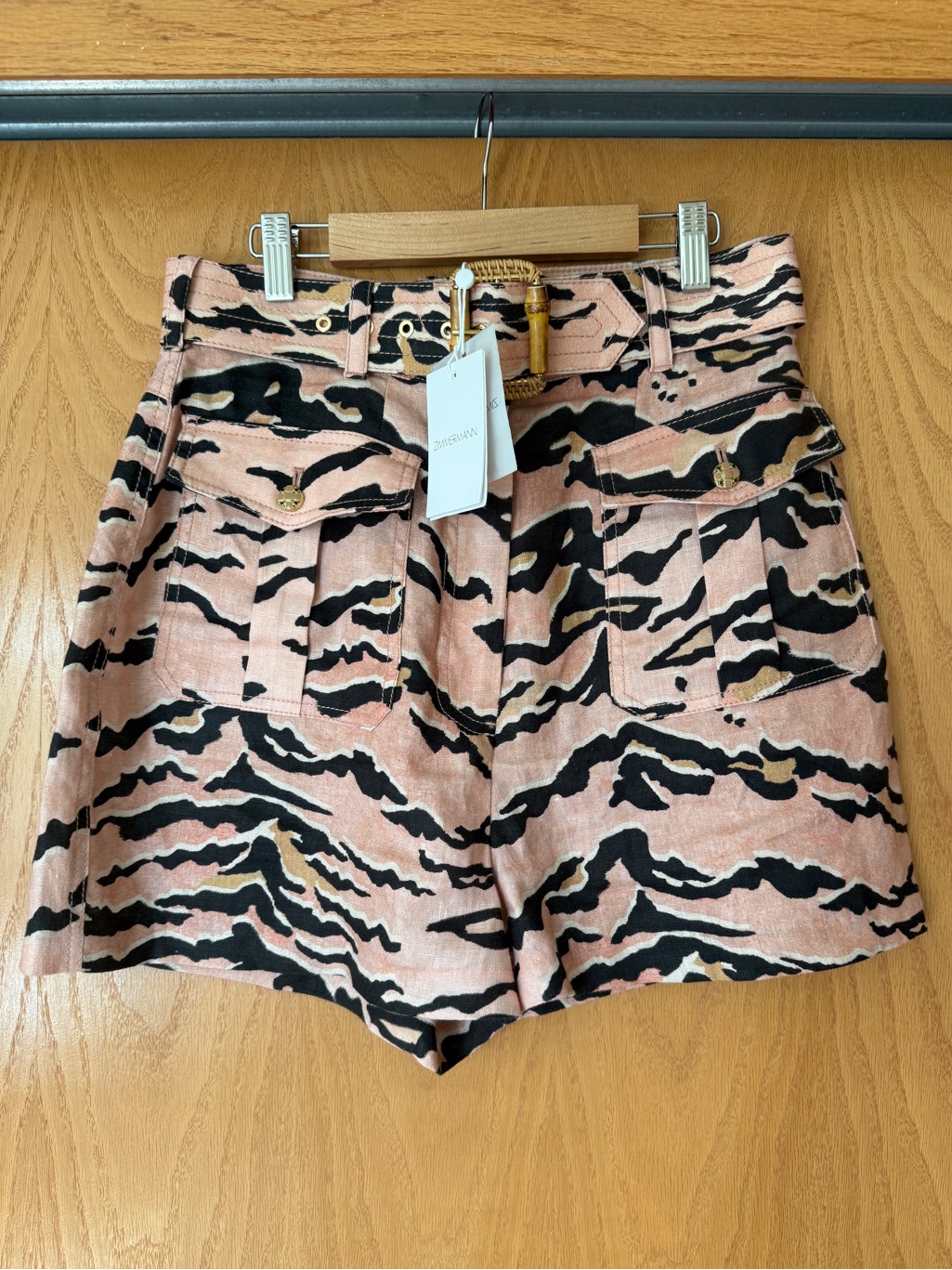 Zimmermann Linen Women's Utility Shorts With Belt. New!